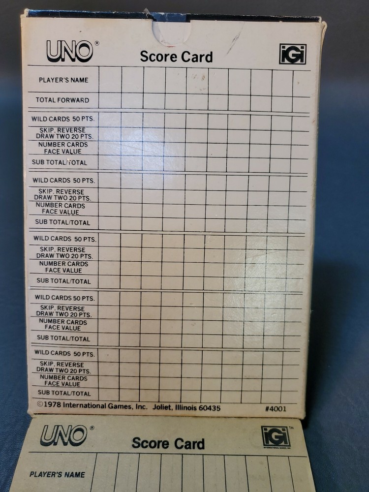 Vintage UNO Score Pad - 1978 #4001 - Unused