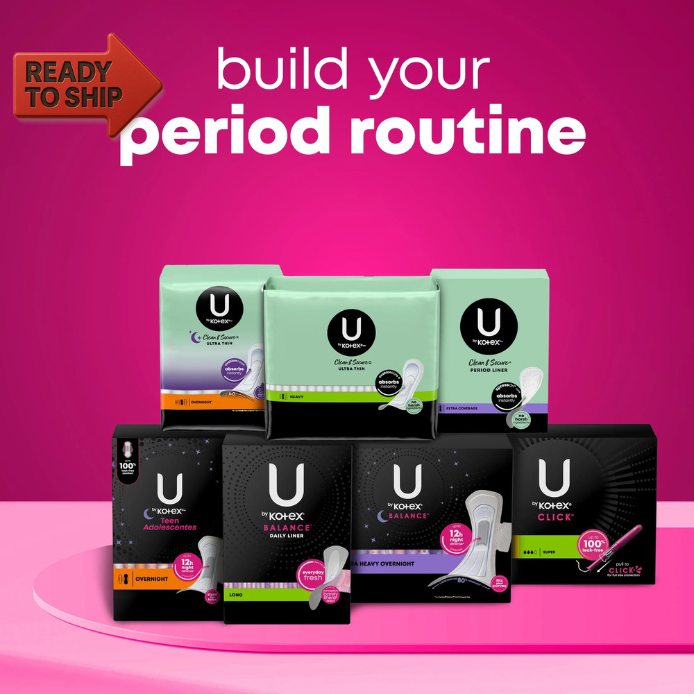 U by Clean & Secure Panty Liners, Light Absorbency, Extra Coverage, 80 Co