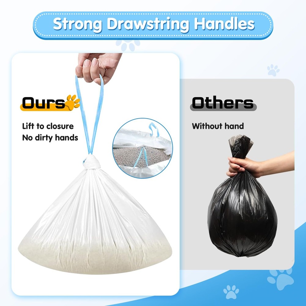 -Cleaning Litter , Drawstring Litter Liners, 60 Count Waste Drawer Liners Bag...