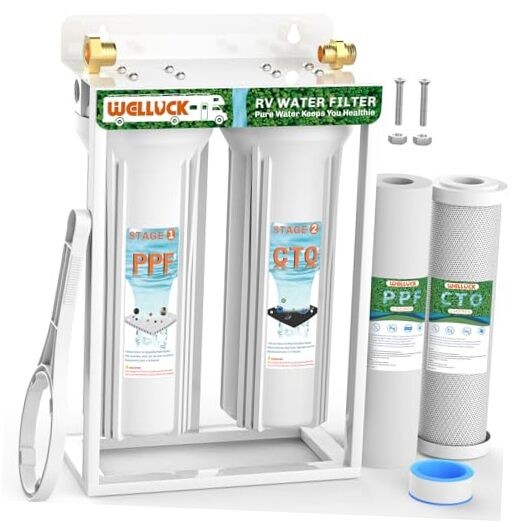 External RV Dual Water Filter System Reduce 2PC dual system with bracket