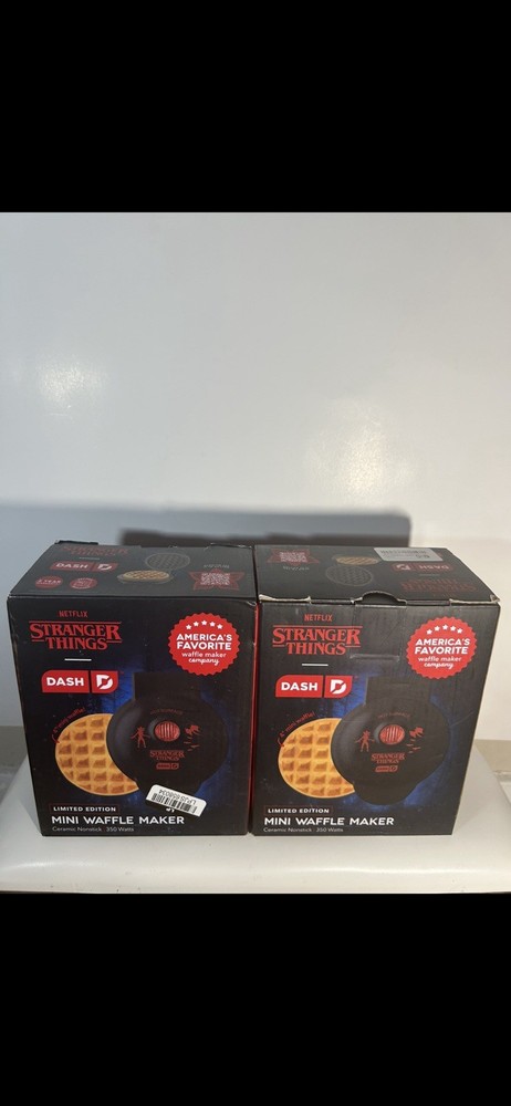 2 Pack Dash Stranger Things Mini Waffle Maker Limited Edition 4” Nonstick New