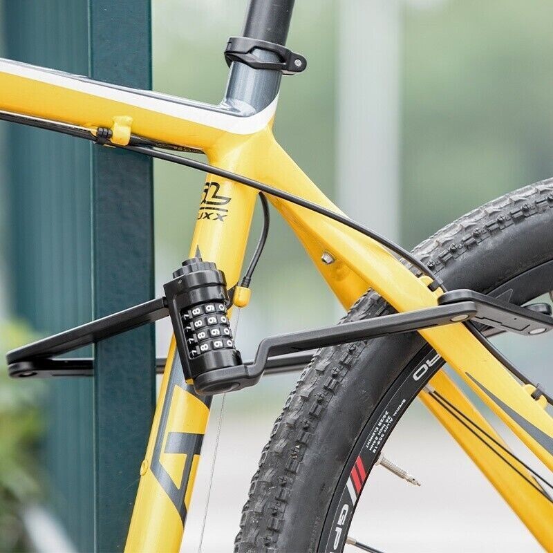 ROCKBROS Folding Bike Lock with Mount,Heavy Duty AntiTheft 4-Digit Foldable Lock