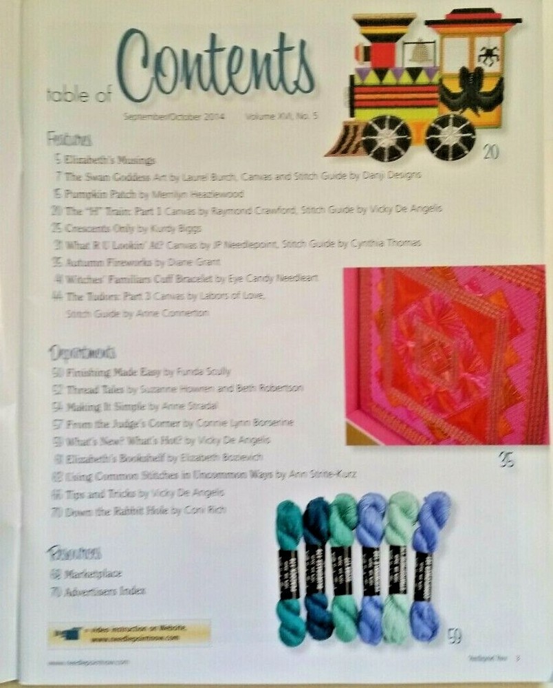 Needlepoint Now mags, 1999-2017, $3 each, choose issues, so much inside each one