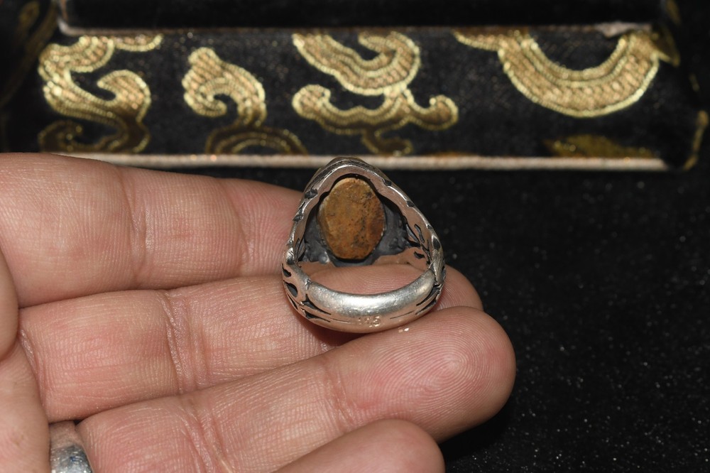 Genuine Antique Old Near Eastern Solid Silver ring with Turquoise Stone Bezel