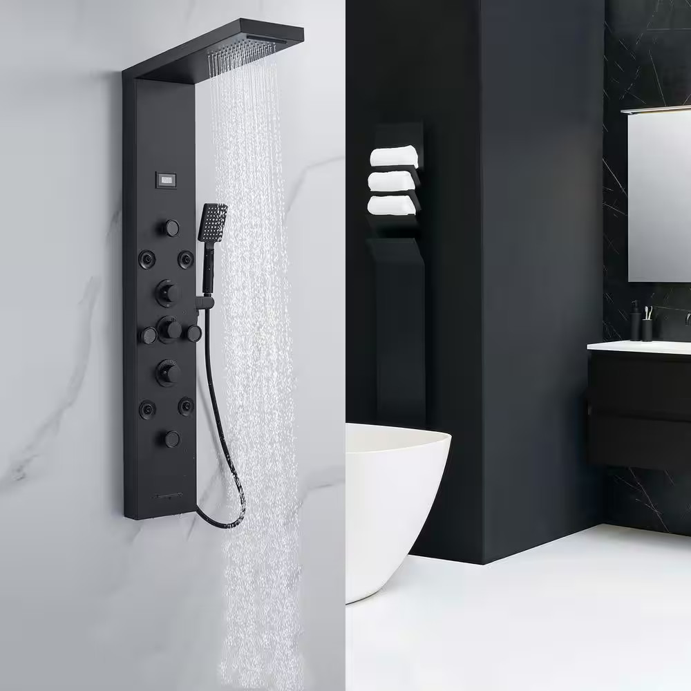 8-Jet Rainfall Shower Panel System Tower with Rainfall Waterfall Shower Head Han