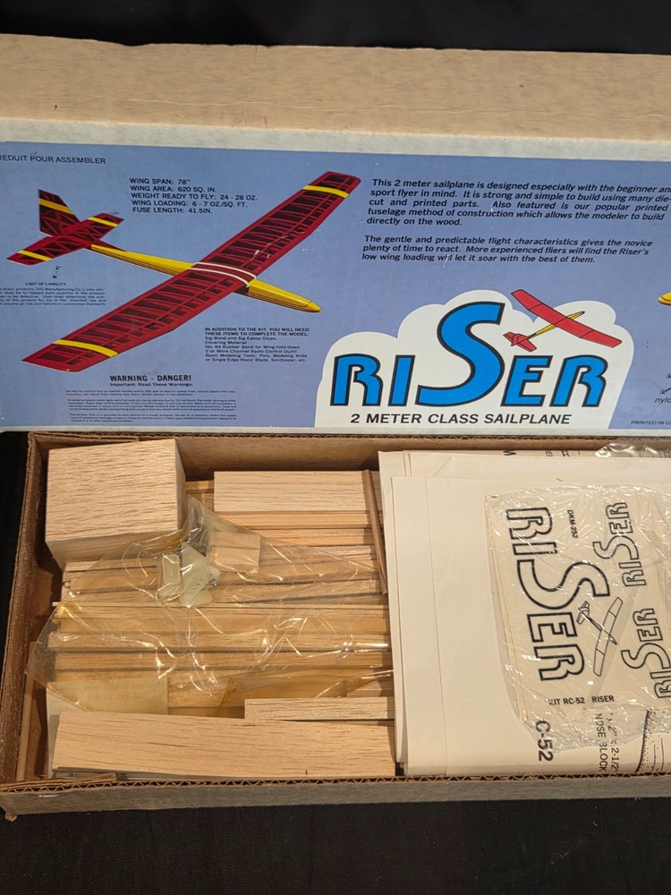 Sig RISER 2 Meter Class RC Glider balsa model kit NEW