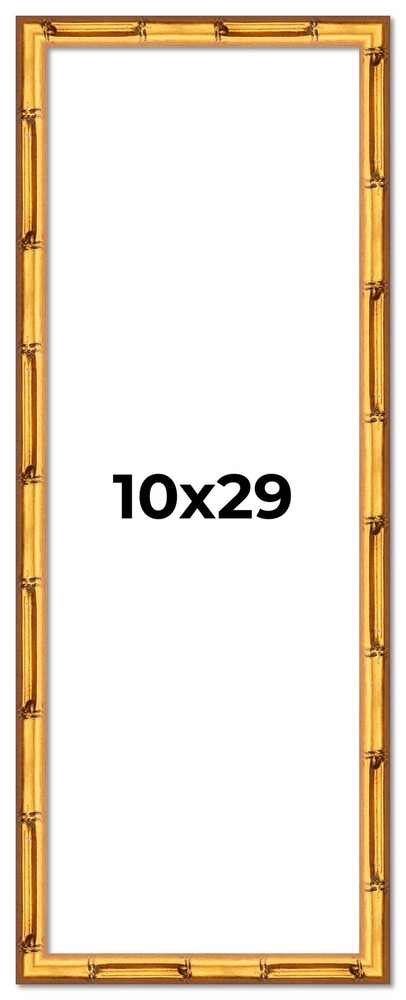 10x29 Frame Gold Bamboo Solid Wood Picture Frame | 1 Inch Moulding Width | Inter