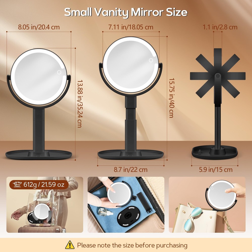 Makeup Mirror with Lights Lighted Magnifying Mirror 30X with 3 Lighting and A...