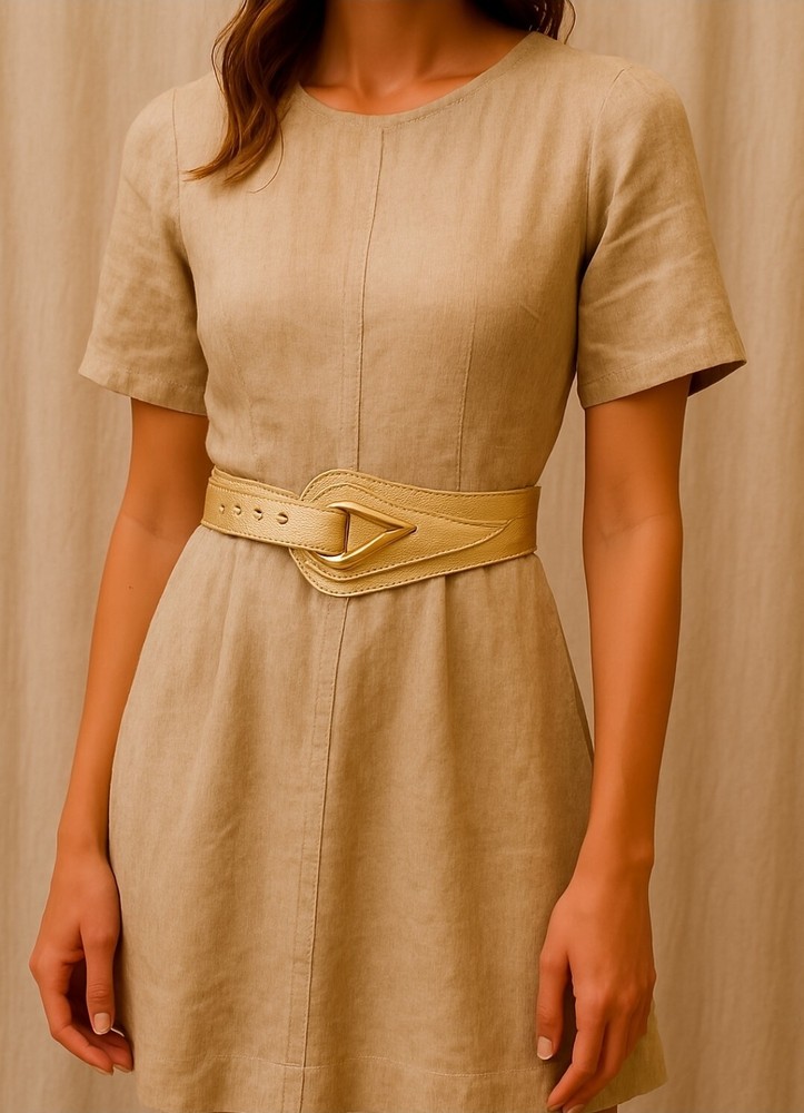 Calleron Adjustable Belt Women's Gold Leather Size M