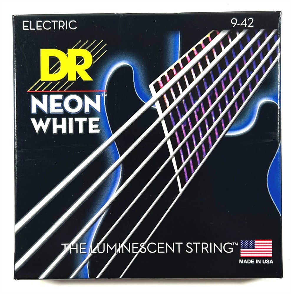 DR Strings Guitar Strings Electric Neon White 09-42 Light