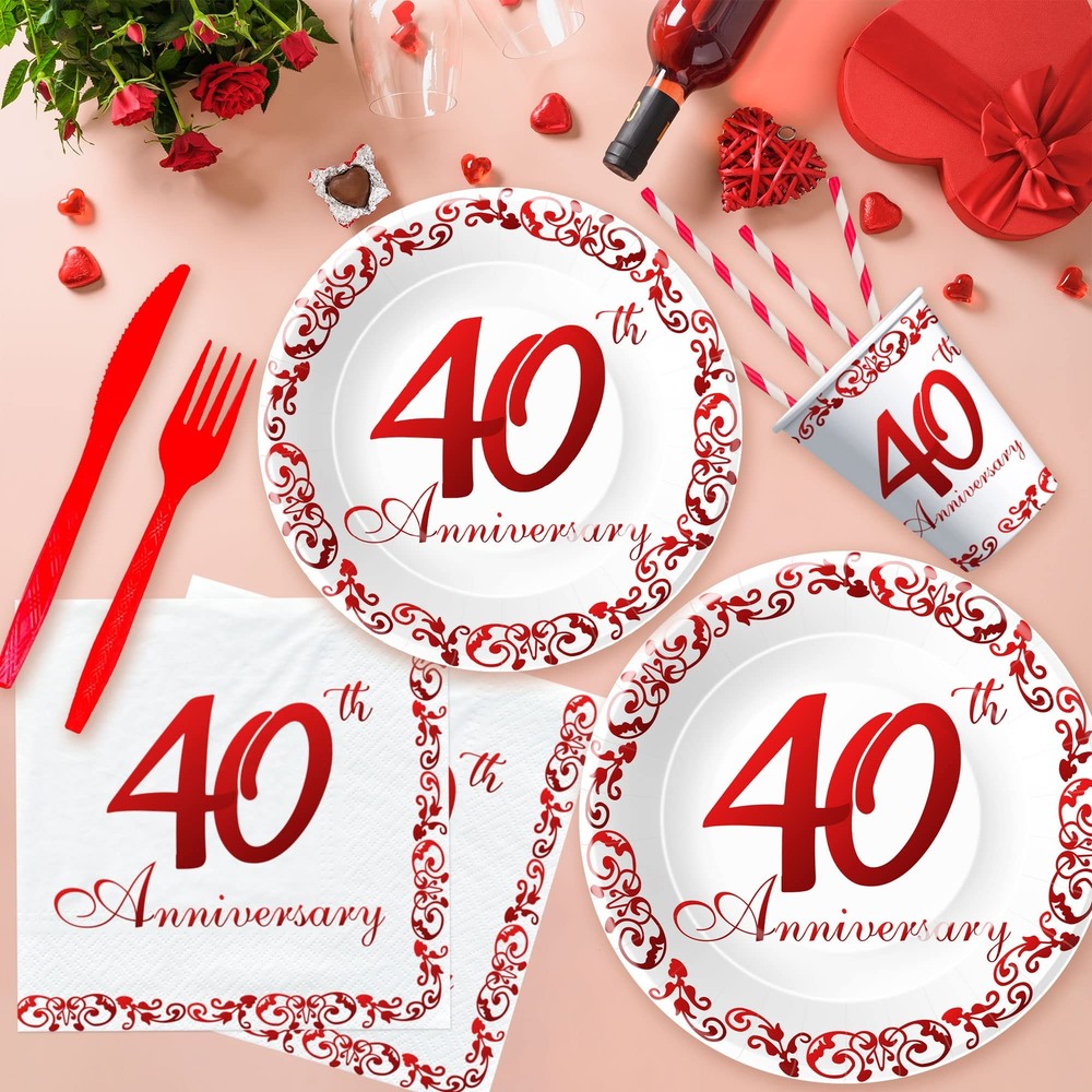 40th Anniversary Decorations Tableware - 40th Wedding Anniversary Party Suppl...