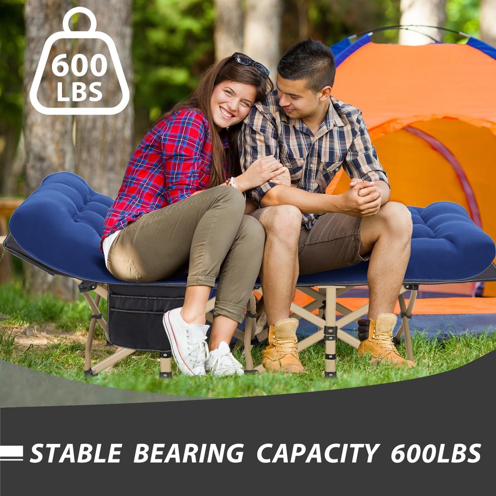 Folding Camping Cot with Comfy Mattress(Dark Grey),600LBS(Max Load),Portable ...