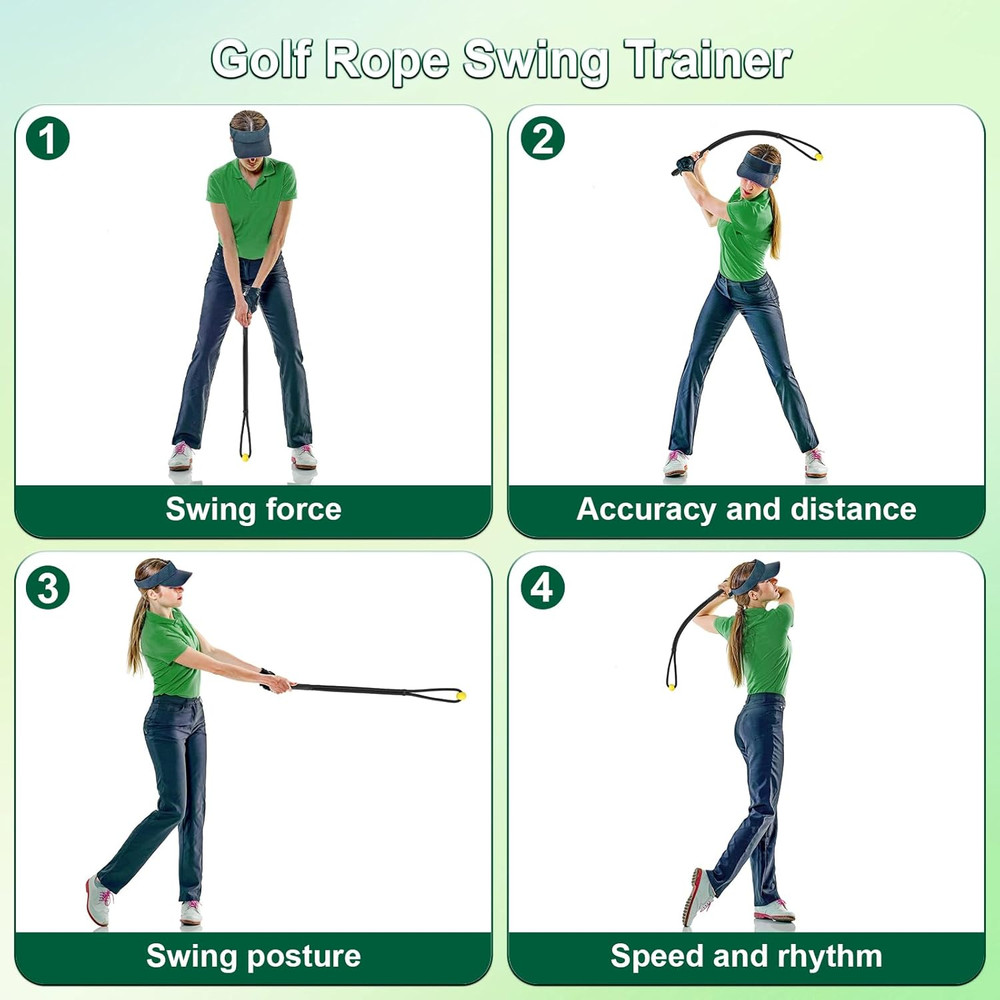 Golf Rope Swing Trainer & Aid – Elevate Speed Tempo Flexibility | All-Level Warm