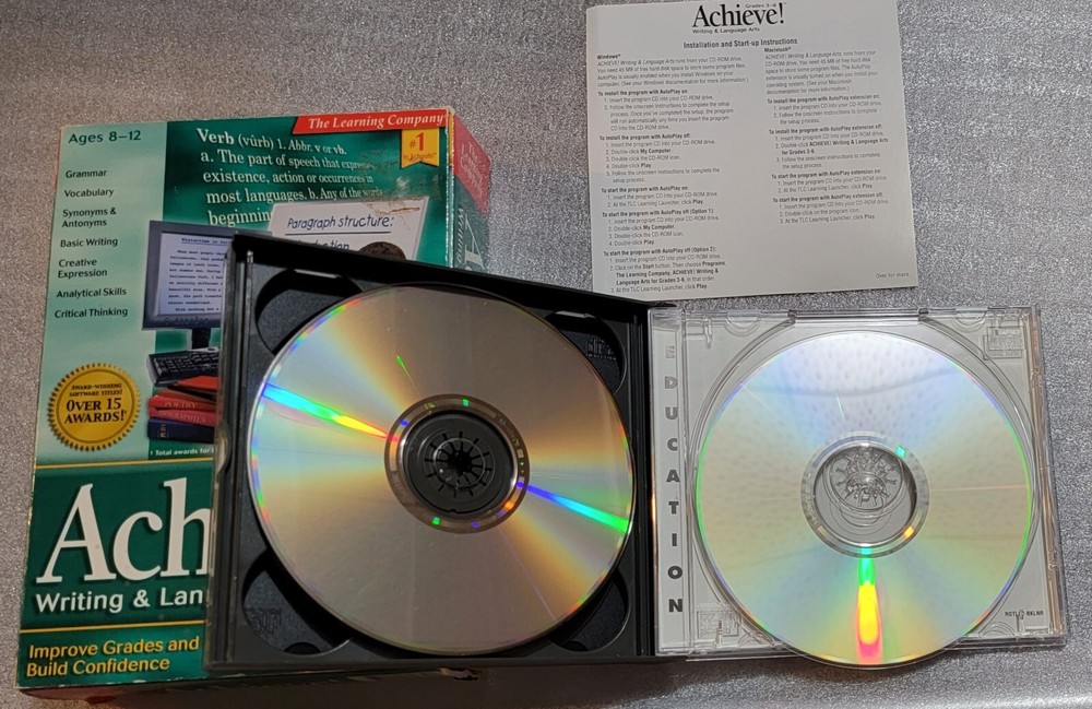 Achieve! Writing & Language Arts Grades 3-6 CD Learning Software Windows & Mac