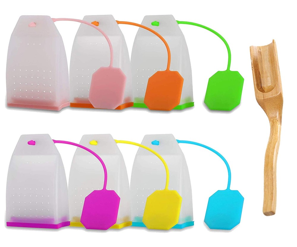 Silicone Tea Infuser 6 Pack Reusable Tea Bags Strainer Filter Spoon