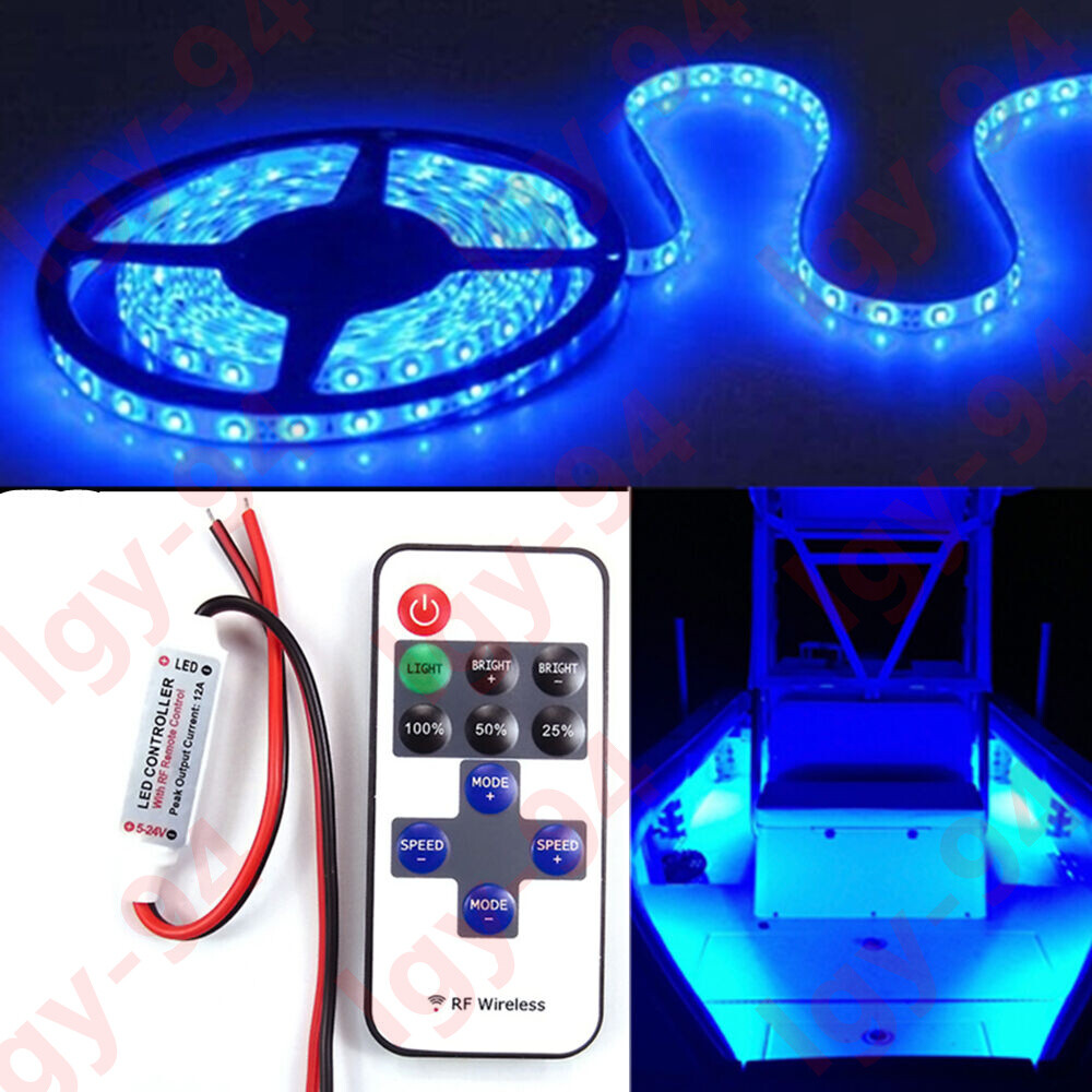 Blue Neon Glow EL Wire String Strip Decor Boat LED Light Car Party Controller BF