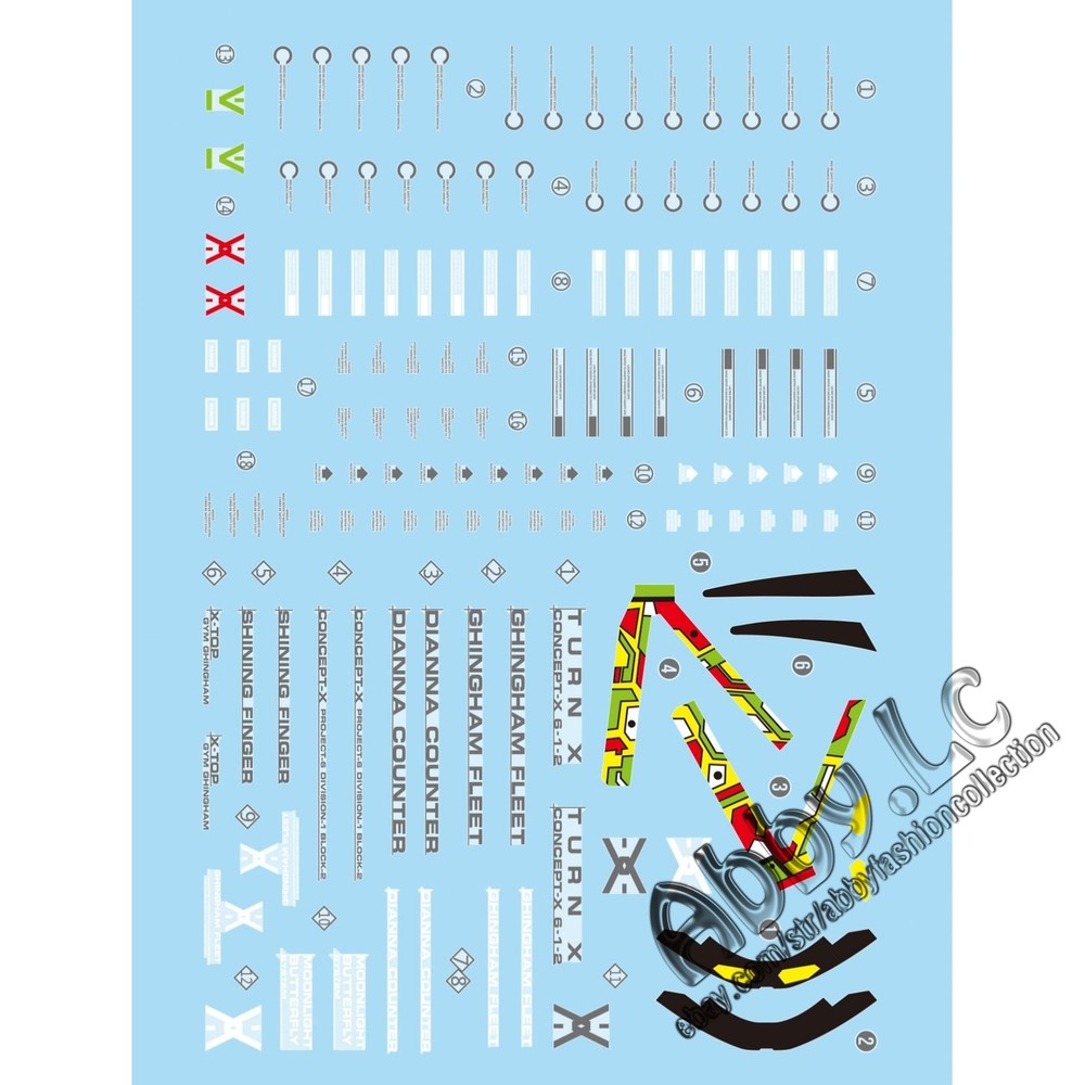 For MG 1/100 CONCEPT-X 6-1-2 Turn X Master Grade WaterSlide UV Light-React Decal