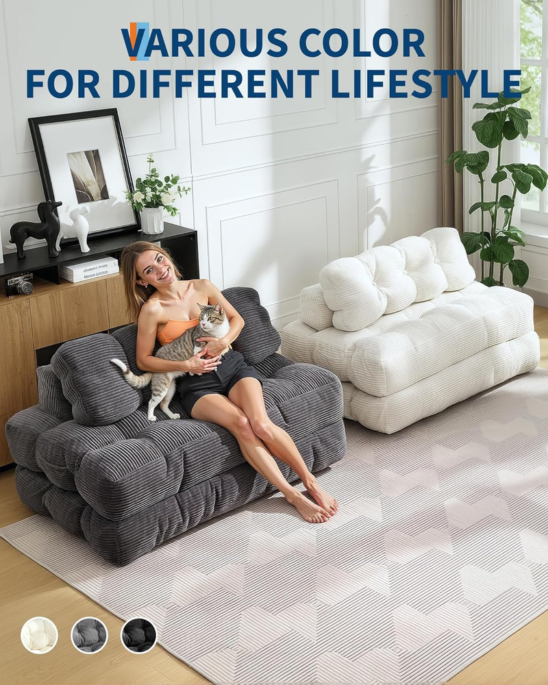 Compact Dark Grey Folding Sofa Bed - No Assembly Required, Versatile & Stylish