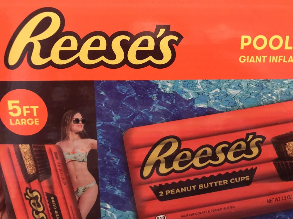 Reese's Peanut Butter Cup Chocolate Pool Float Inflatable 5 Feet Long🎠🍭🍬💎