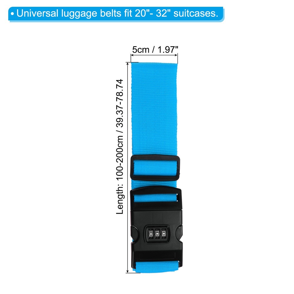 Luggage Straps with Combination Lock TSA Approved Light Blue