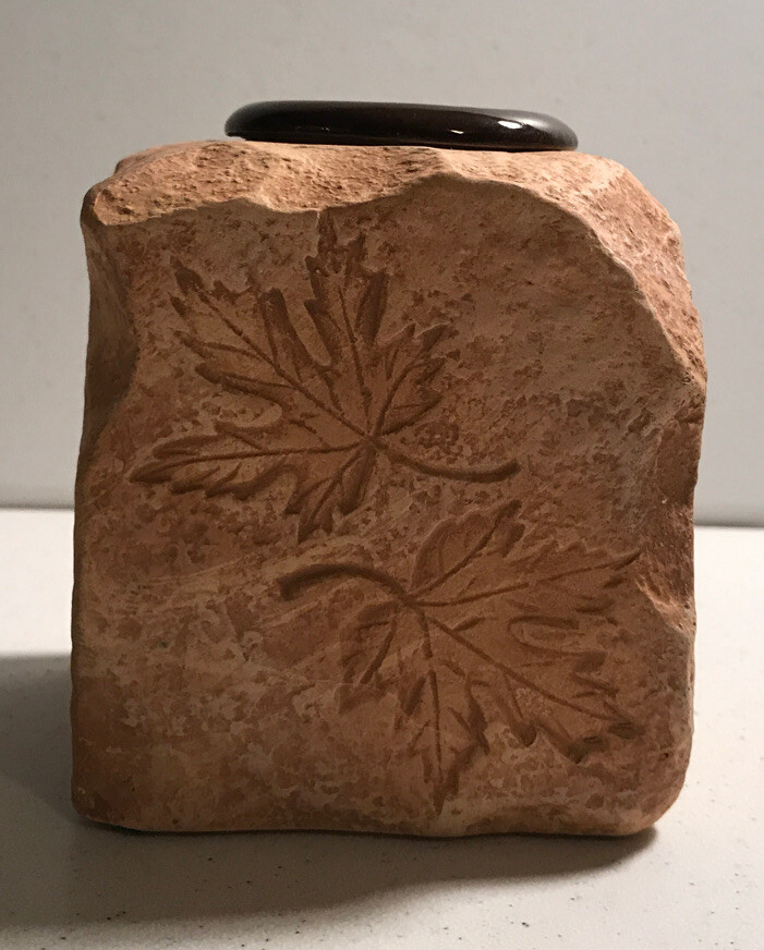 Fall Theme 2” Candle Holder Decorative Leaves Signed Beige