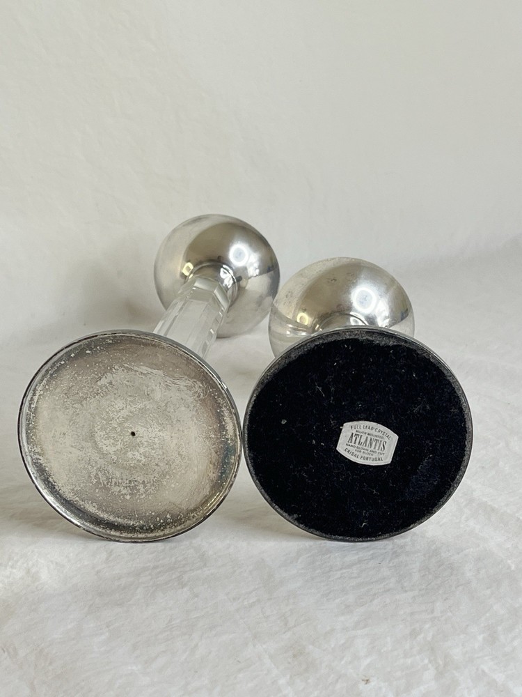 Vintage Silverplate and Crystal Candlesticks