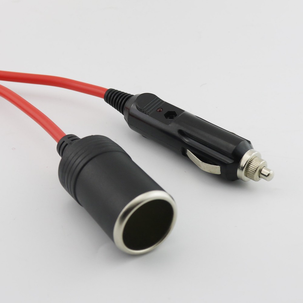 Car Cigarette Lighter Socket Extension Cable Cord with Power Indicator 12V 6FT