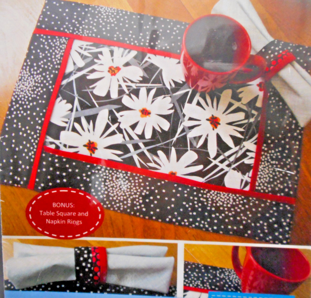 3 Patterns-Table Runner & Placemats-Inside Out Mats-Shared Blossom-Triangles-140