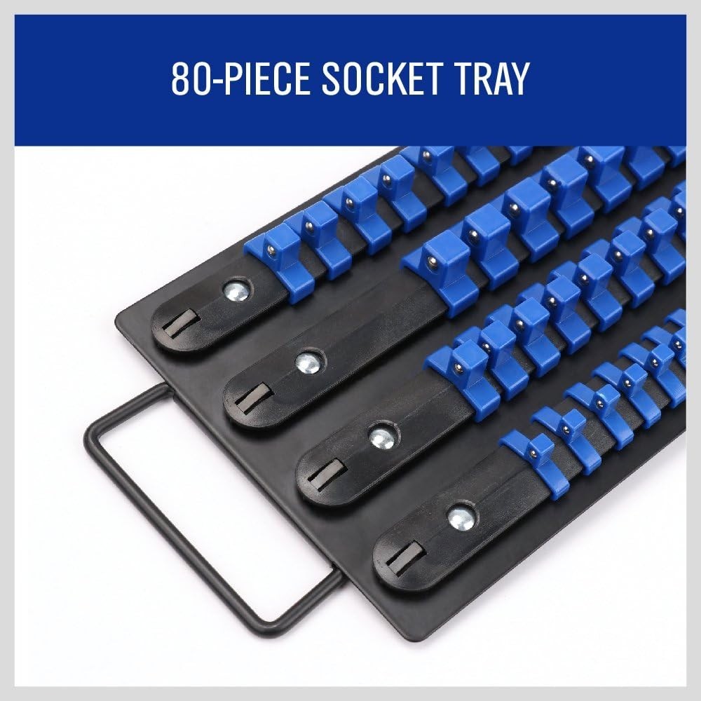 Heavy Duty 80-Piece Socket Organizer - Organize 1/4", 3/8", & 1/2" Sockets