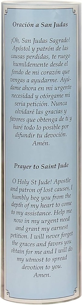 Flameless LED St. Jude Prayer Candle: Automatic Timer for Safe Indoor Use
