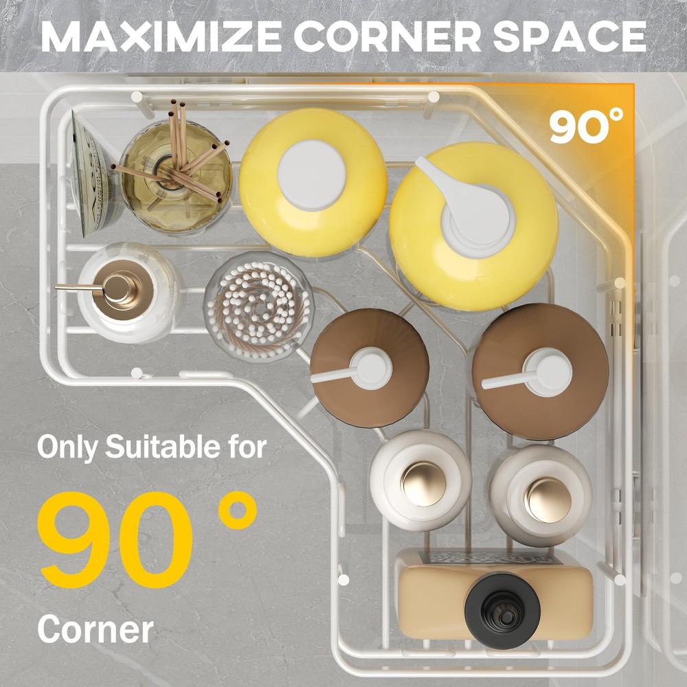 MAXIFFE Shower Caddy Organizer, 3-Pack Corner Organizer White