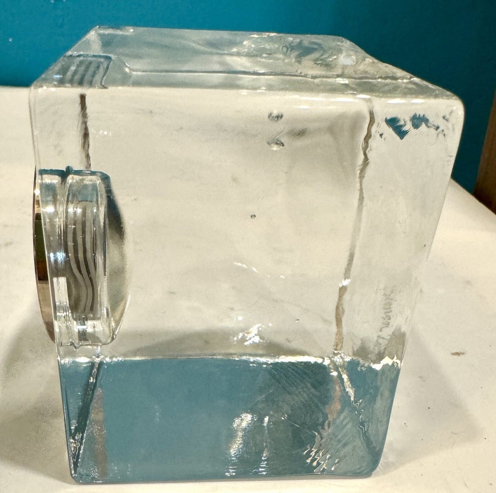Simon Pearce Woodbury Square Modernist Glass Clock Needs Battery Untested