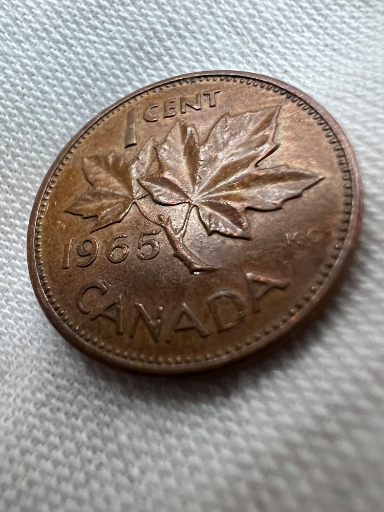 Strike Error - 1965 Canada 1 Cent - Pointed 5, Small Beads