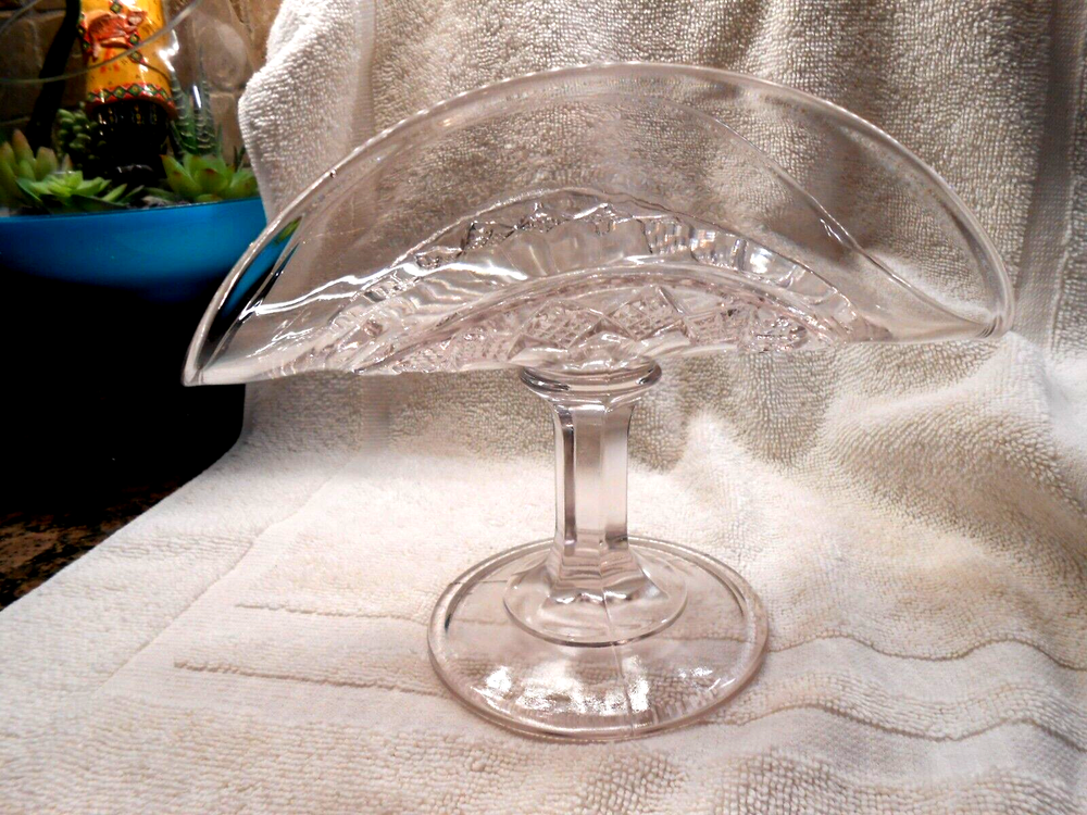 EAPG Glass Banana Stand c. 1900 Diamond Pattern