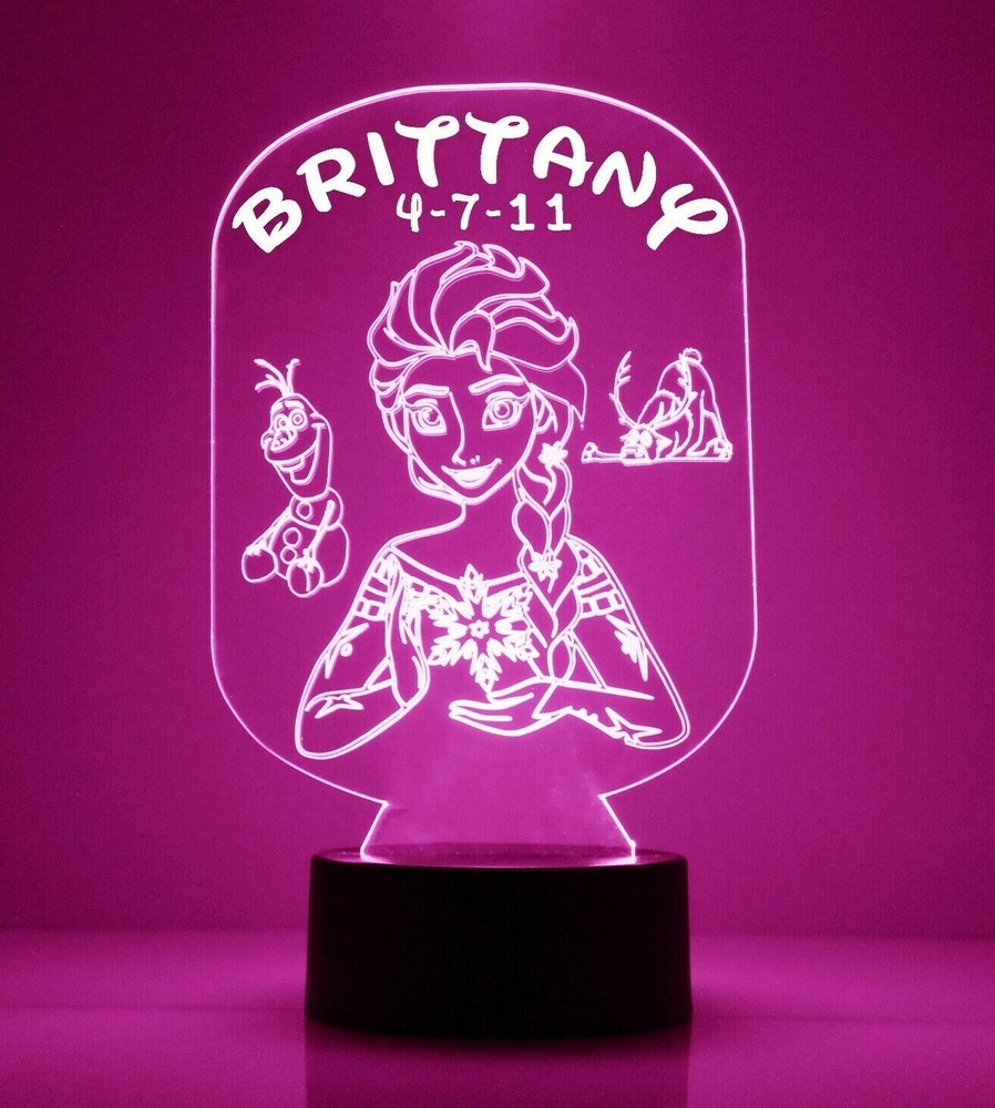 Frozen Personalized FREE Disney Elsa LED Night Light Lamp with Remote Control