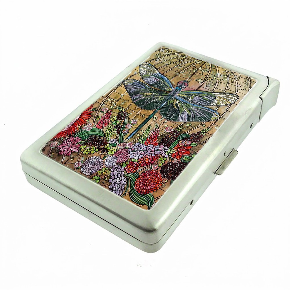 Colorful Dragonfly Art D2 Cigarette Case with lighter ID Holder Wallet