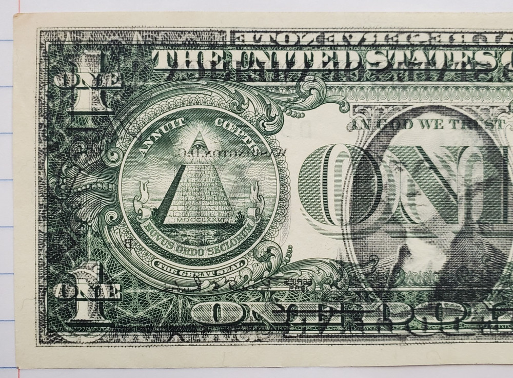US FEDERAL RESERVE NOTE 1995 $1 OFFSET ERROR NOTE