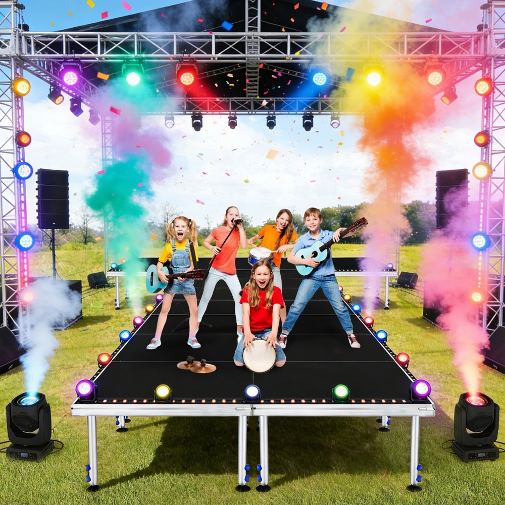 4×4 ft Portable Stage Platform Adjustable Height Stage & Foldable Legs 24''-40''