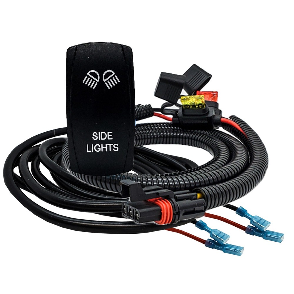 10' Split Wire Harness Kit Pulse Busbar Plug SIDE LIGHTS On/Off Rocker Switch