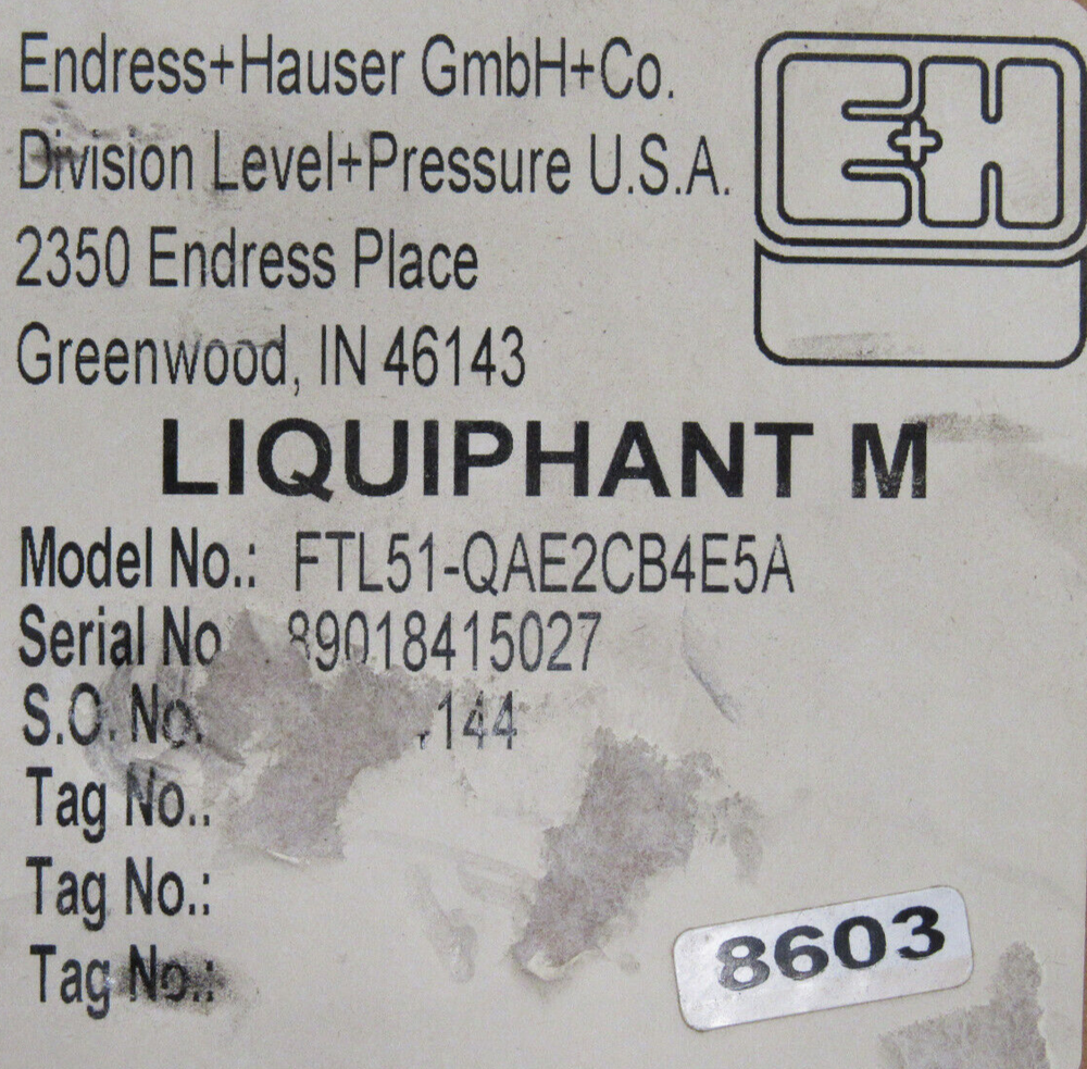 NEW ENDRESS HAUSER FTL51-QAE2CB4E5A LEVEL SWITCH 9" FTL51QAE2CB4E5A