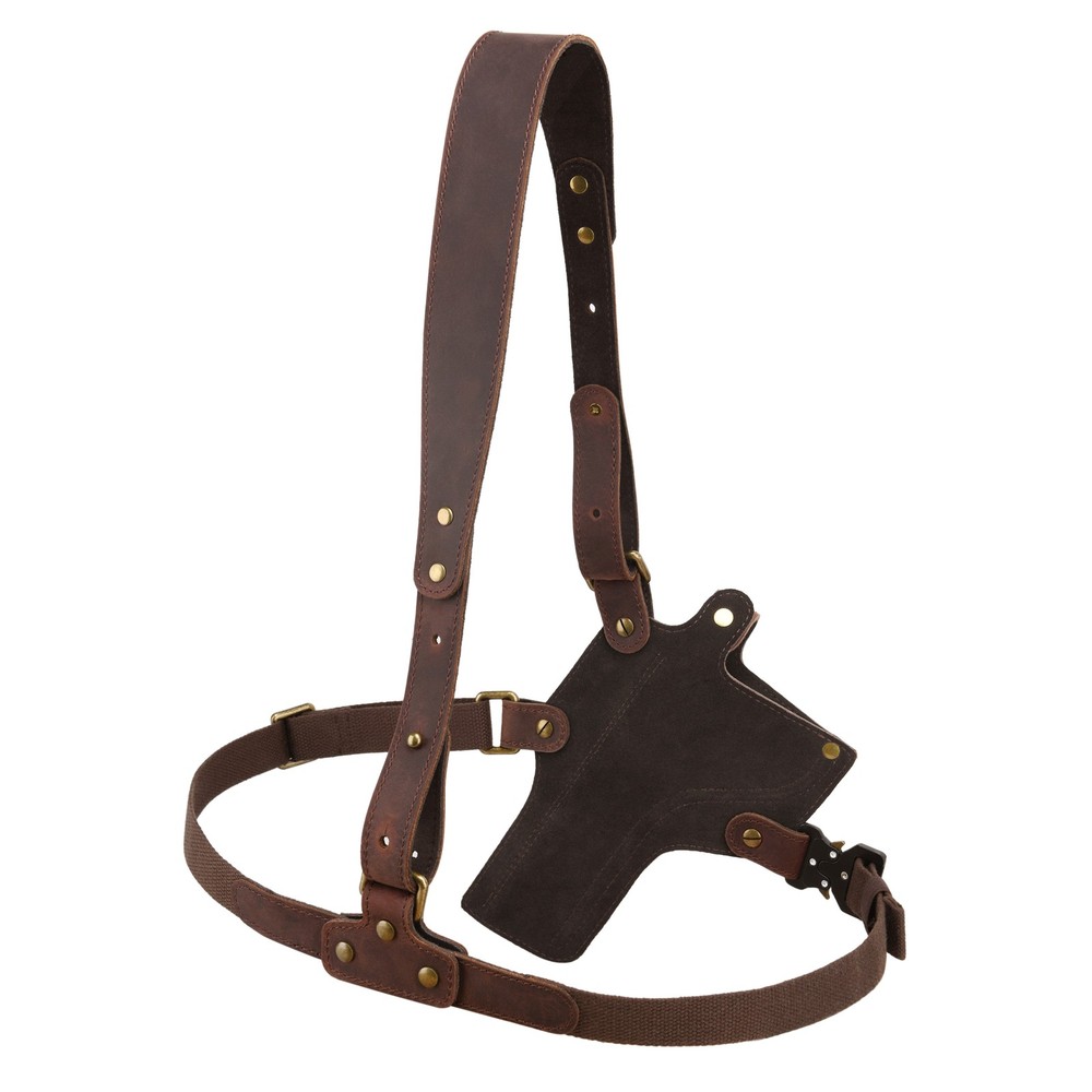 New Adjustable Cowhide Leather Chest Rig Pistol Holster with Shoulder Strap