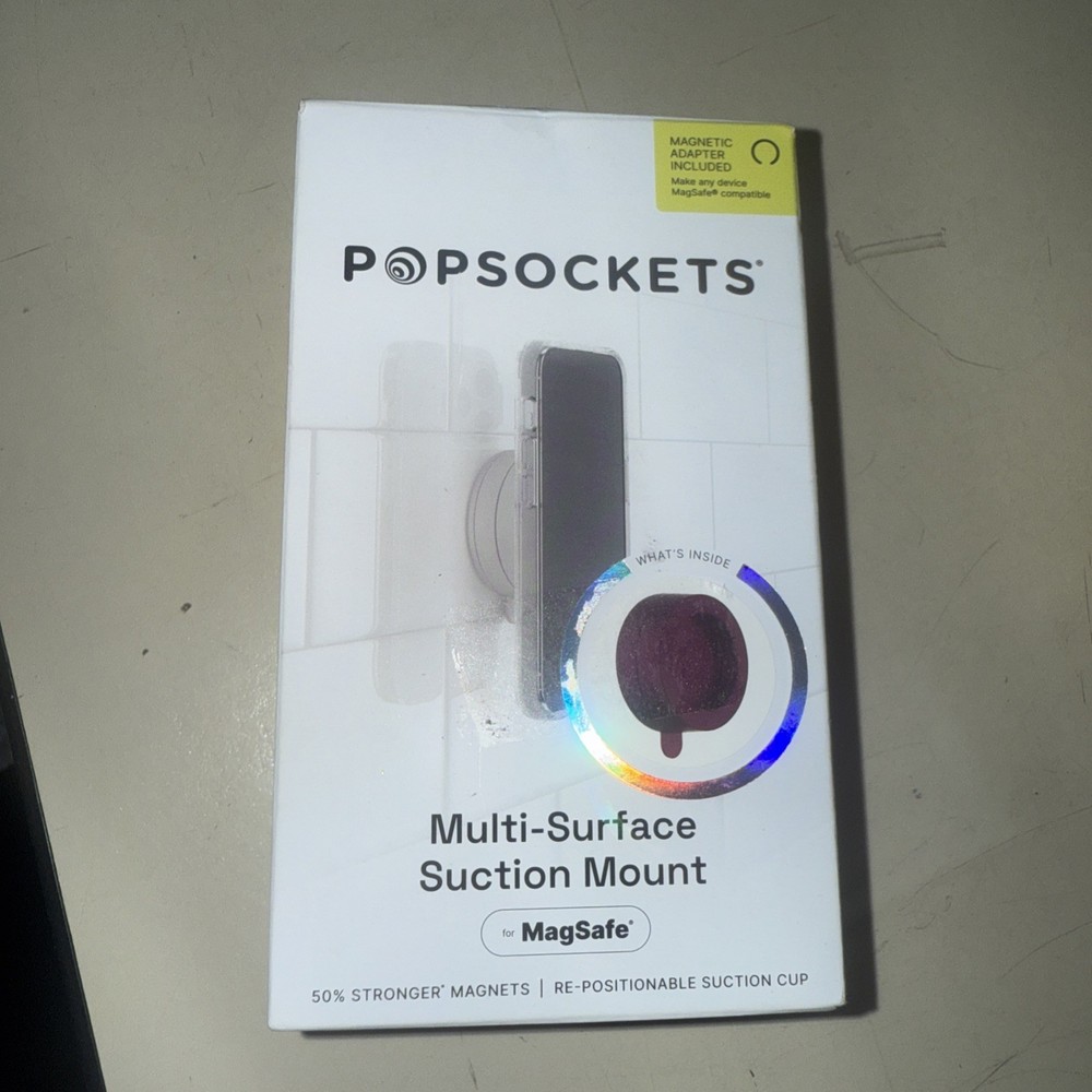 PopSockets Multi-Surface Suction Phone Mount, Detachable Surface Mount, Phone S