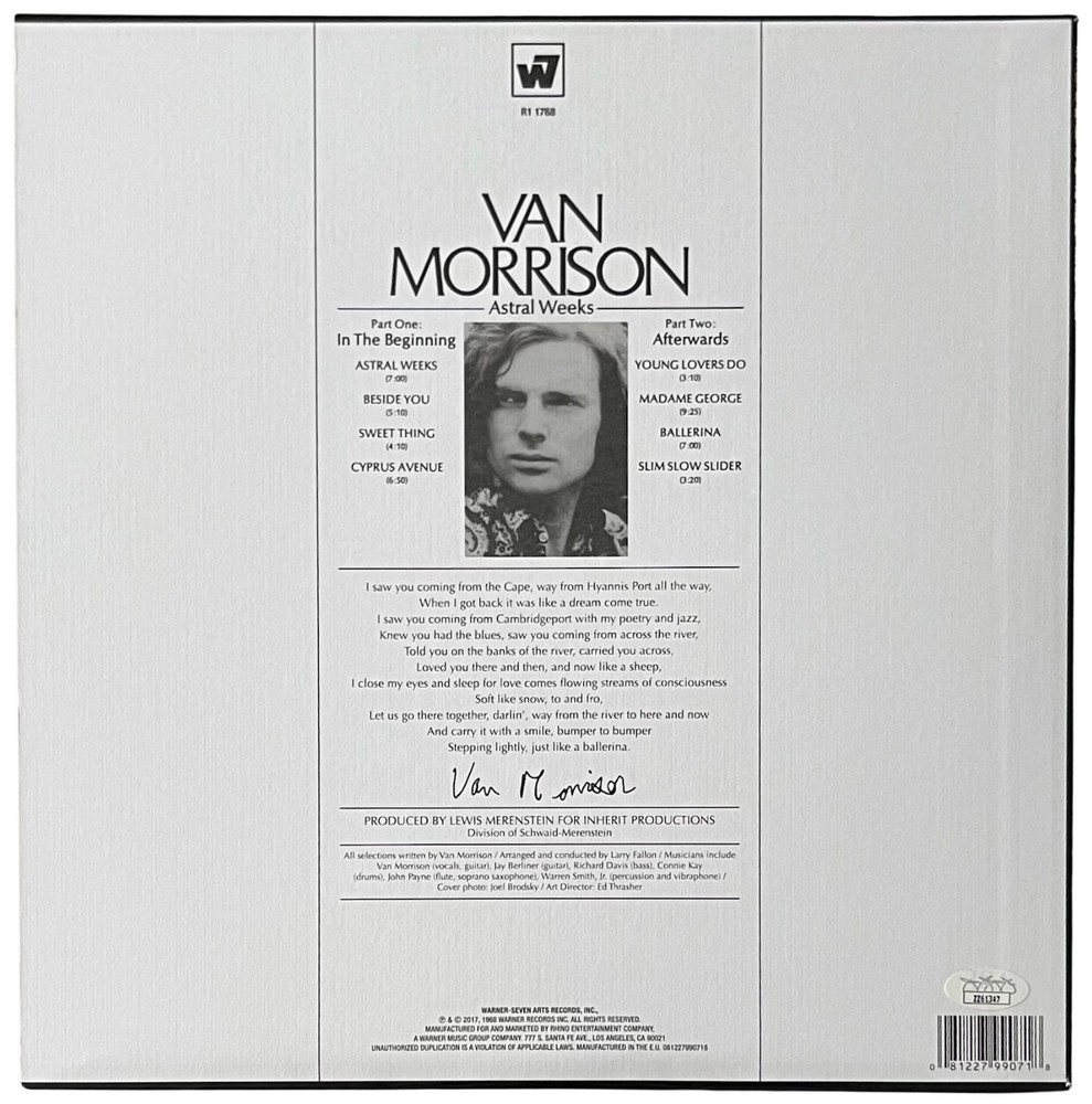 Van Morrison Signed Astral Weeks Vinyl Record JSA LOA ZZ61347