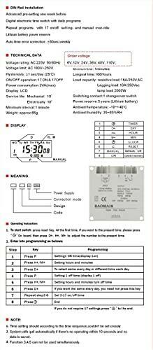 Baomain CN101A AC 110V Digital LCD Power Programmable Timer Time Switch Relay