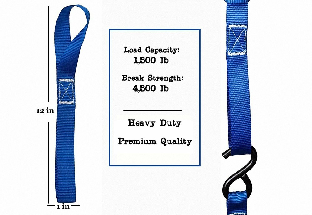 6Pack Soft Loop Tie Down Straps Lashing Heavy Duty Motorcycle Handlebar 4500LBS