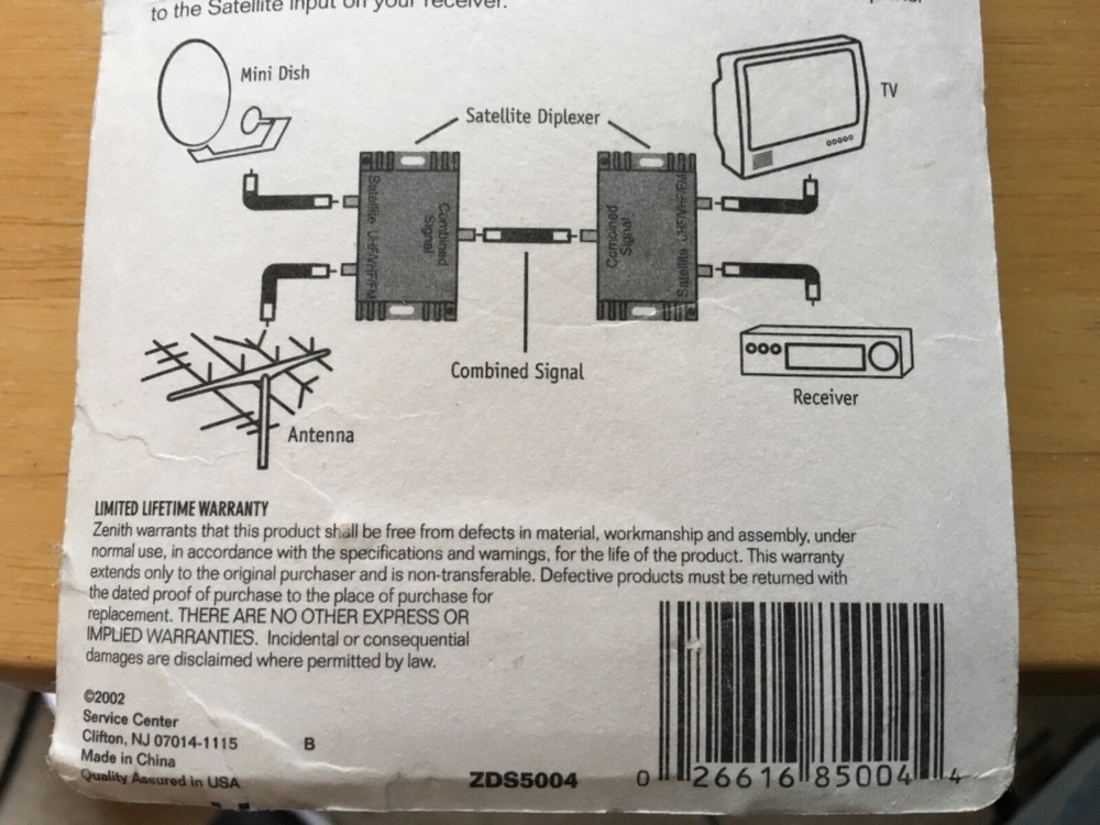 New Zenith Digital Cable & Satellite Diplexer ZDS5004