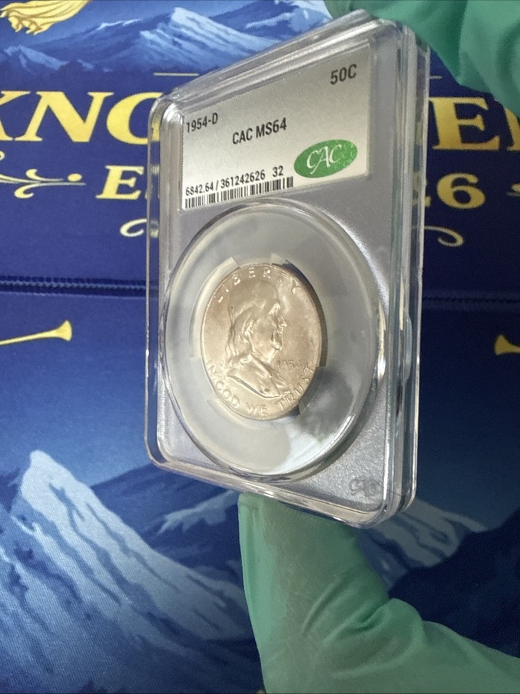 Toned 1954-D CAC MS64 Silver Benjamin Half Dollar