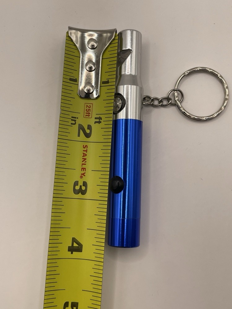 led light/whistle/compass on key ring- Blue/Silver