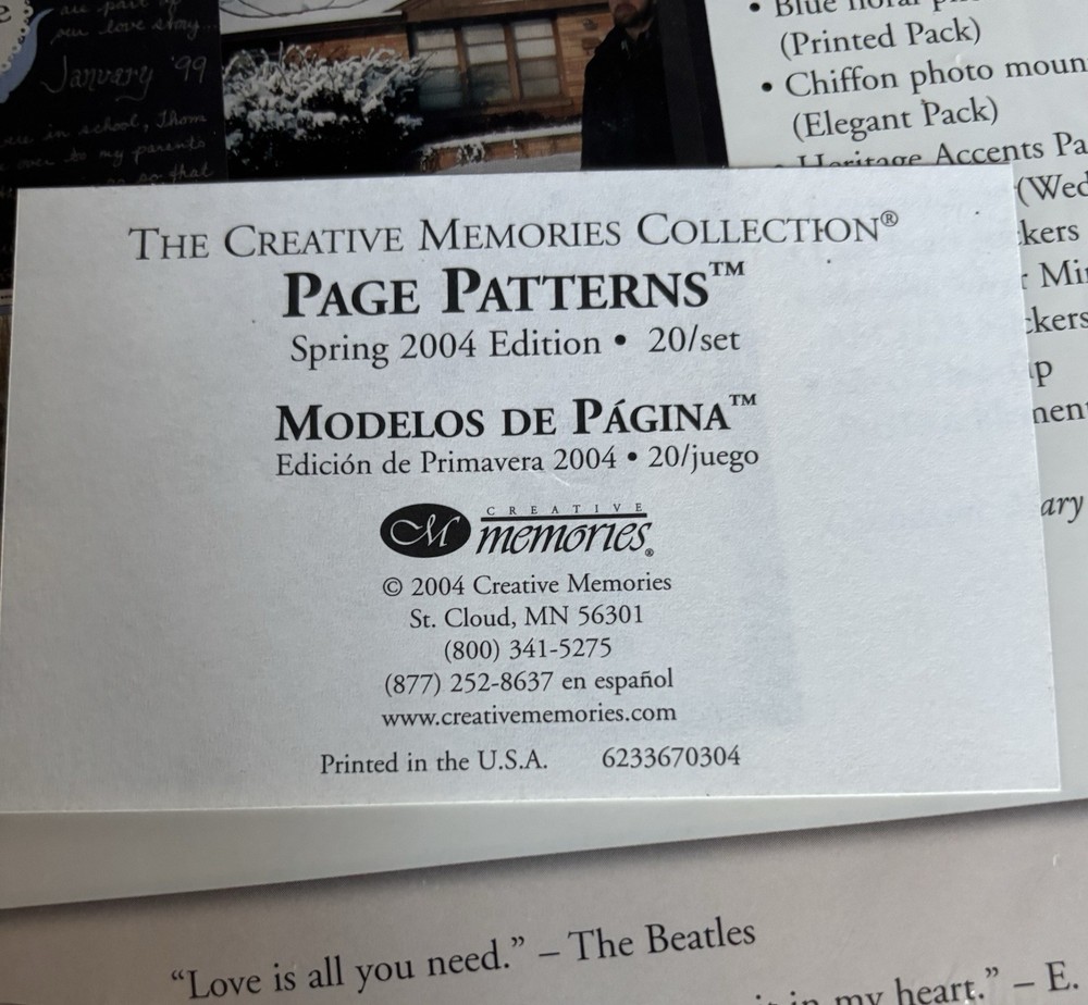 NEW Creative Memories Ideas Page Patterns 20/set Spring 2004 Edition