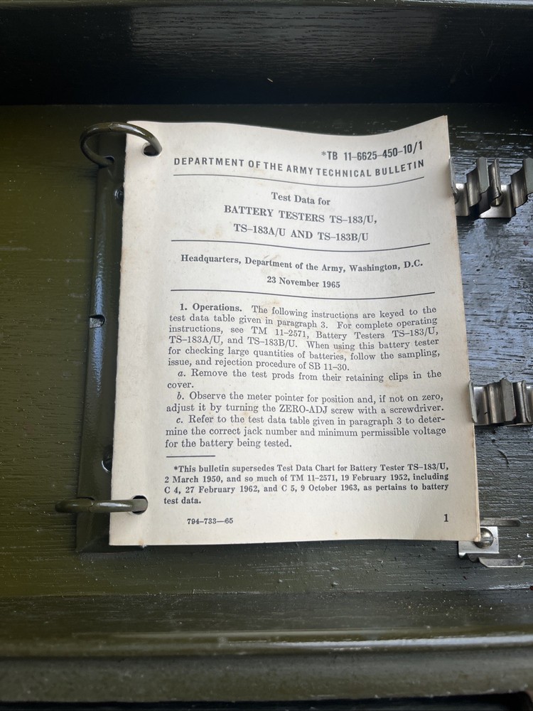TEST SET, BATTERY TS-183B/U